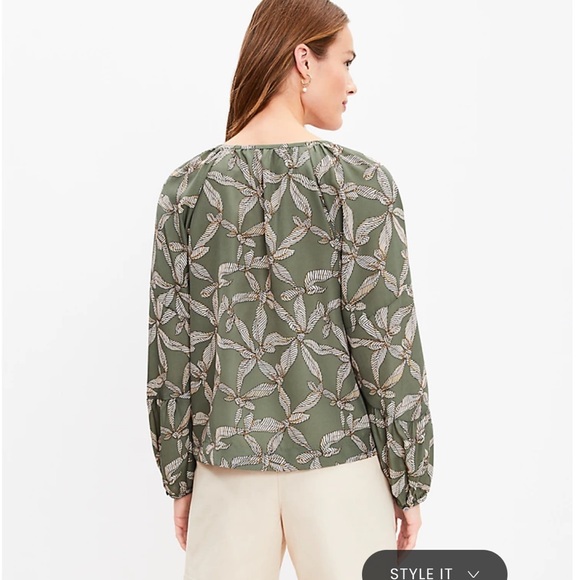 Loft Ribbon Bubble Sleeve Henley Top - Picture 4 of 11